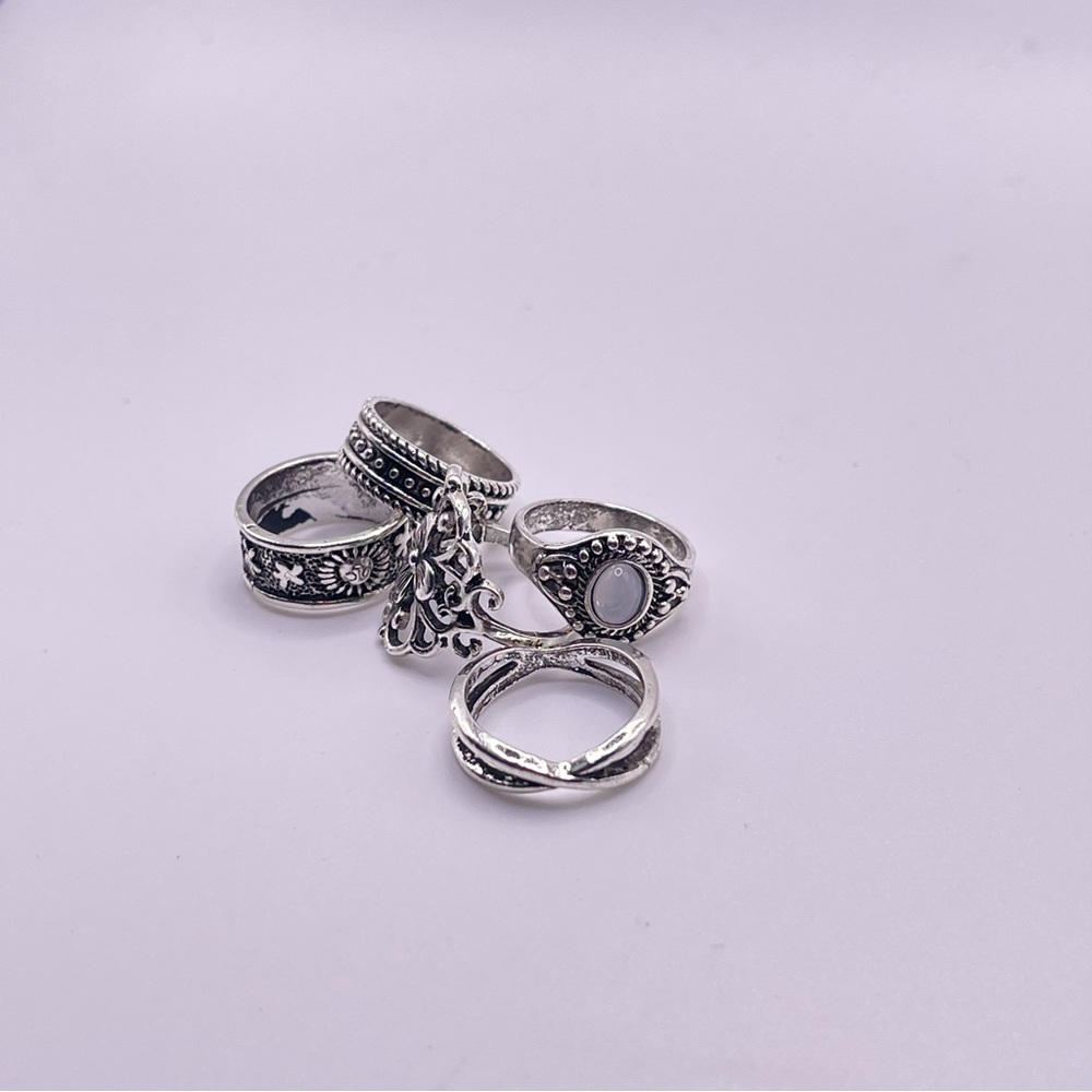 -SOLD-1 Variety Pack Of Silver Plated Boho Pinky Rings Sizes Varry-YS